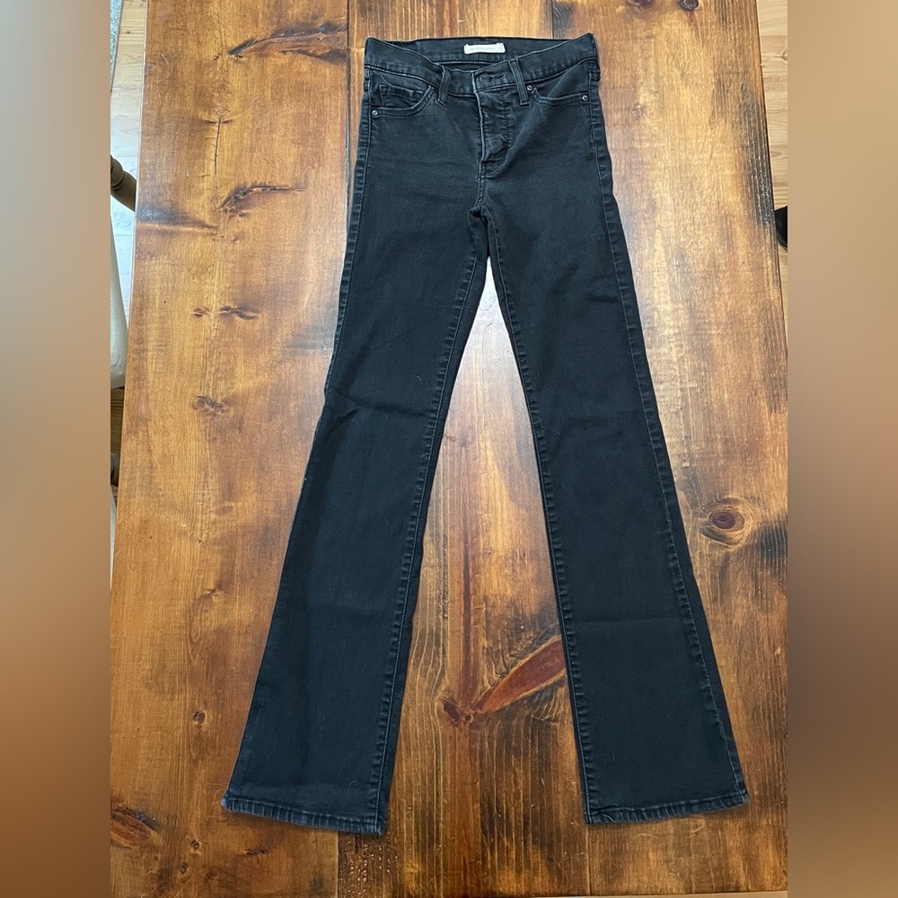 Black Levi Flare Jeans 315 Shaping Bootcut Pants size 26